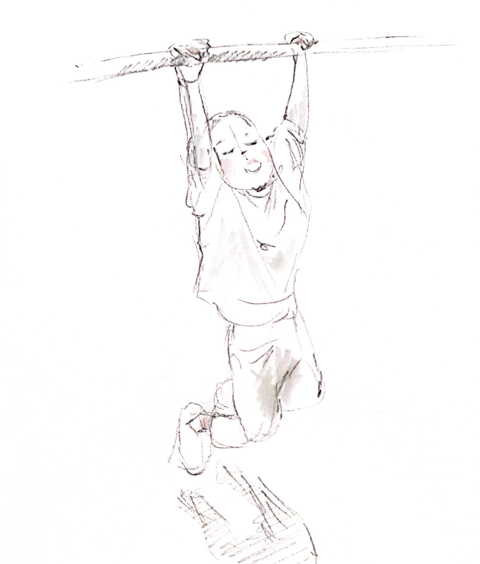 鉄棒してる女の子